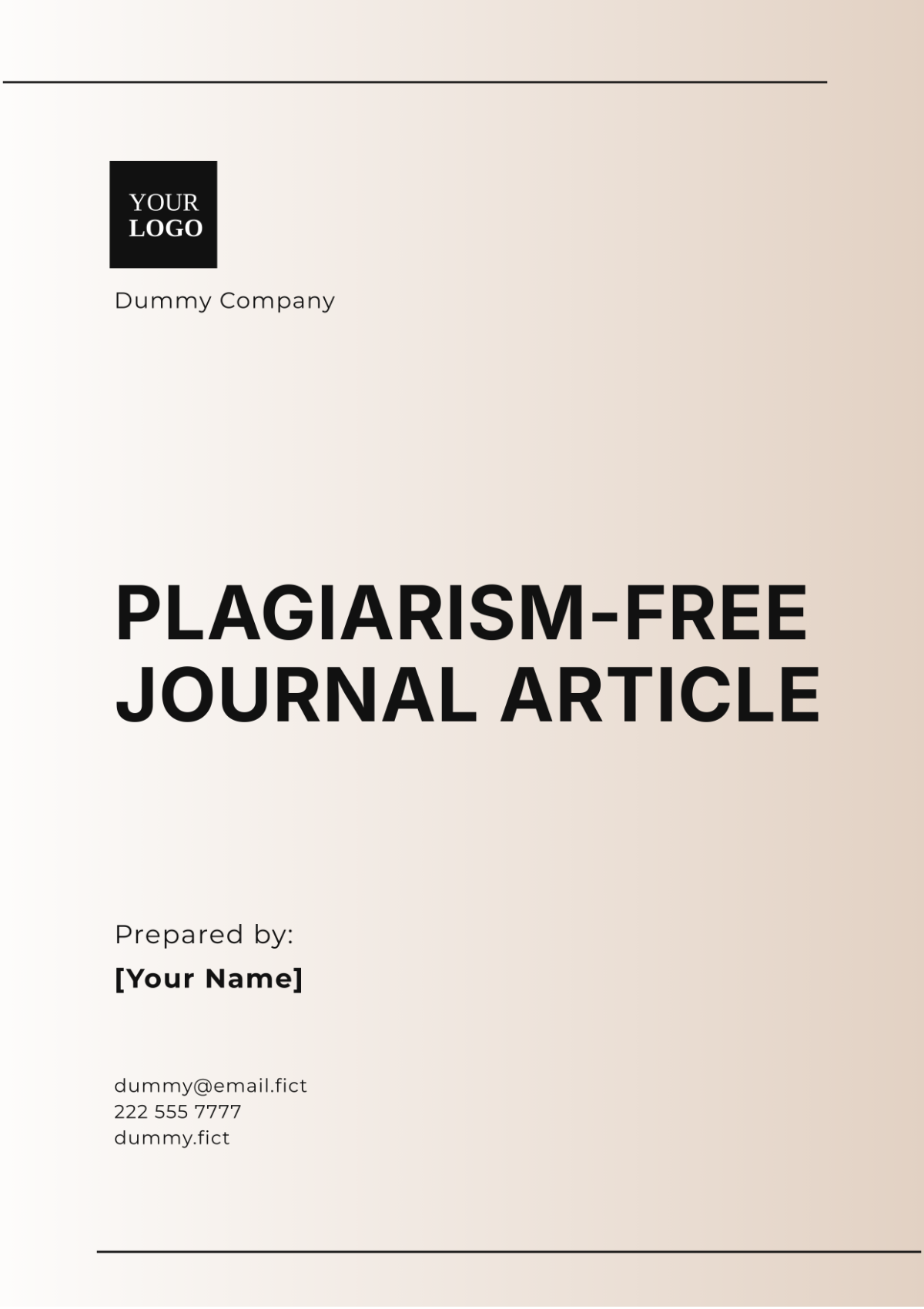 Free Plagiarism-Free Journal Article Template - Edit Online & Download ...