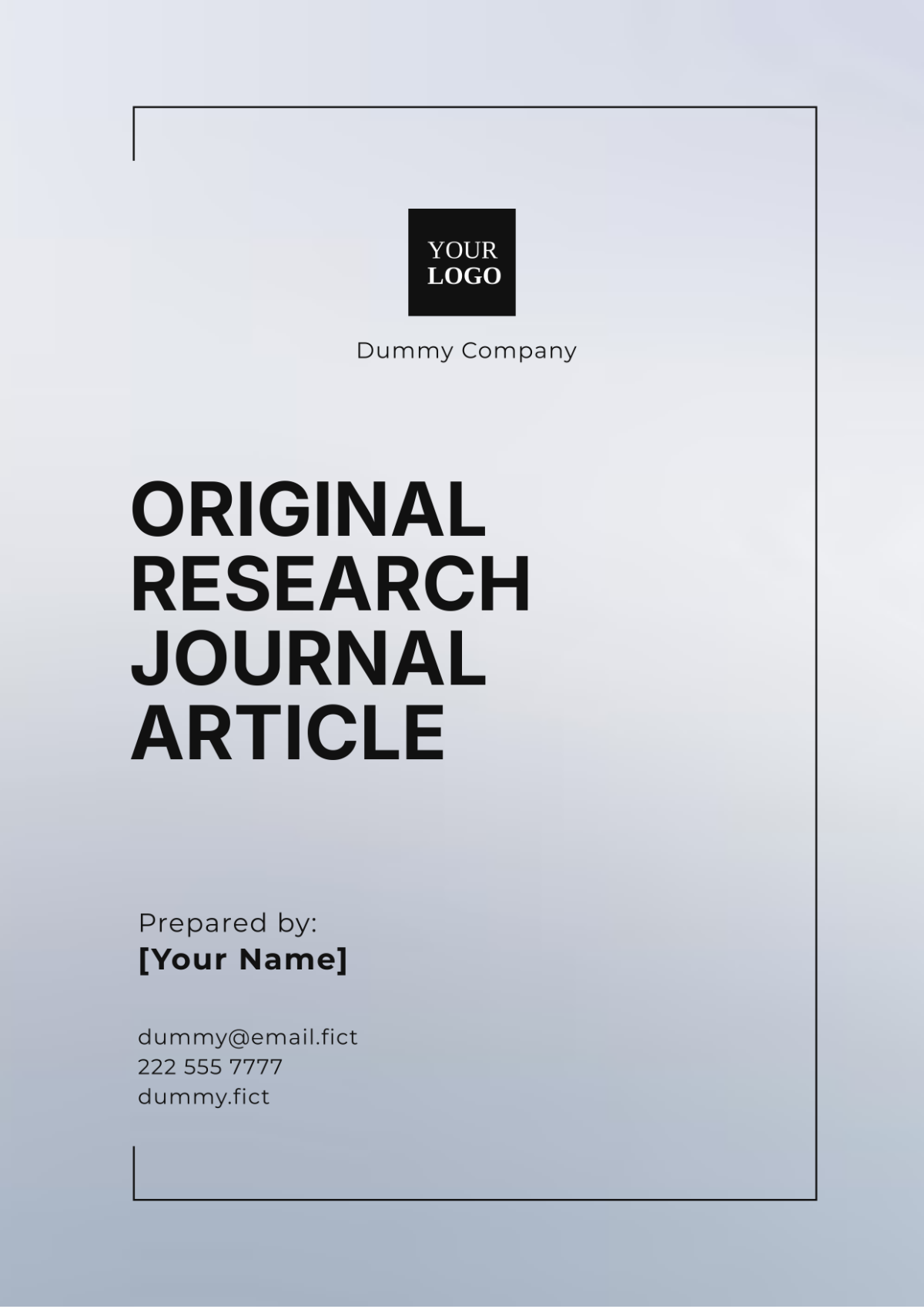 Original Research Journal Article Template - Edit Online & Download