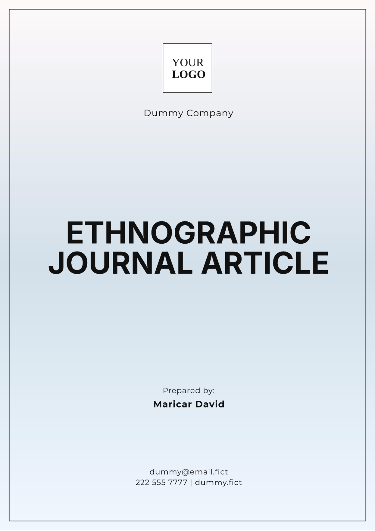 Ethnographic  Journal Article Template - Edit Online & Download