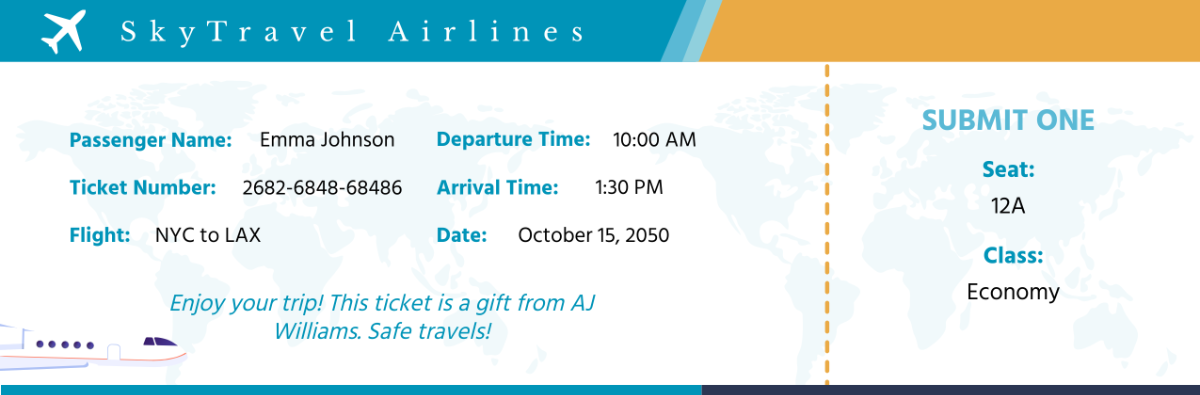 Gift Airline Ticket Template | Template.net