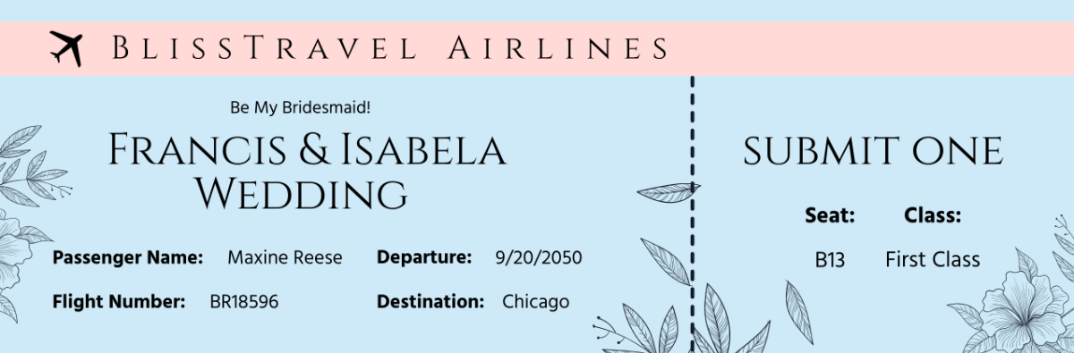 Bridesmaid Airline Ticket Invitation Template | Template.net