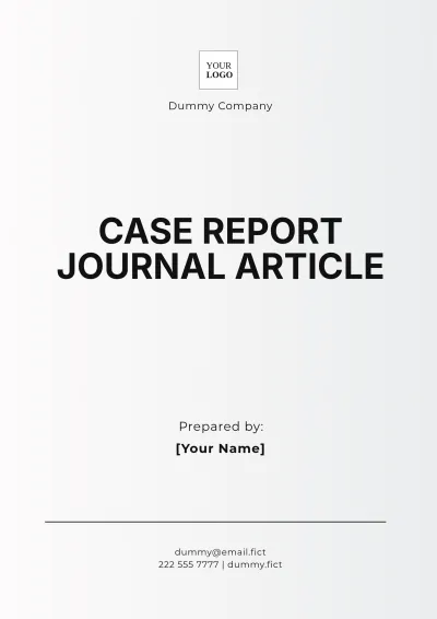 Free Case Report Journal Article Template to Edit Online