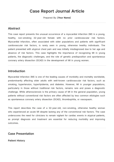 Free Case Report Journal Article Template to Edit Online