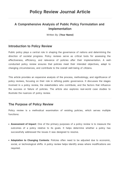 Free Policy Review Journal Article Template to Edit Online