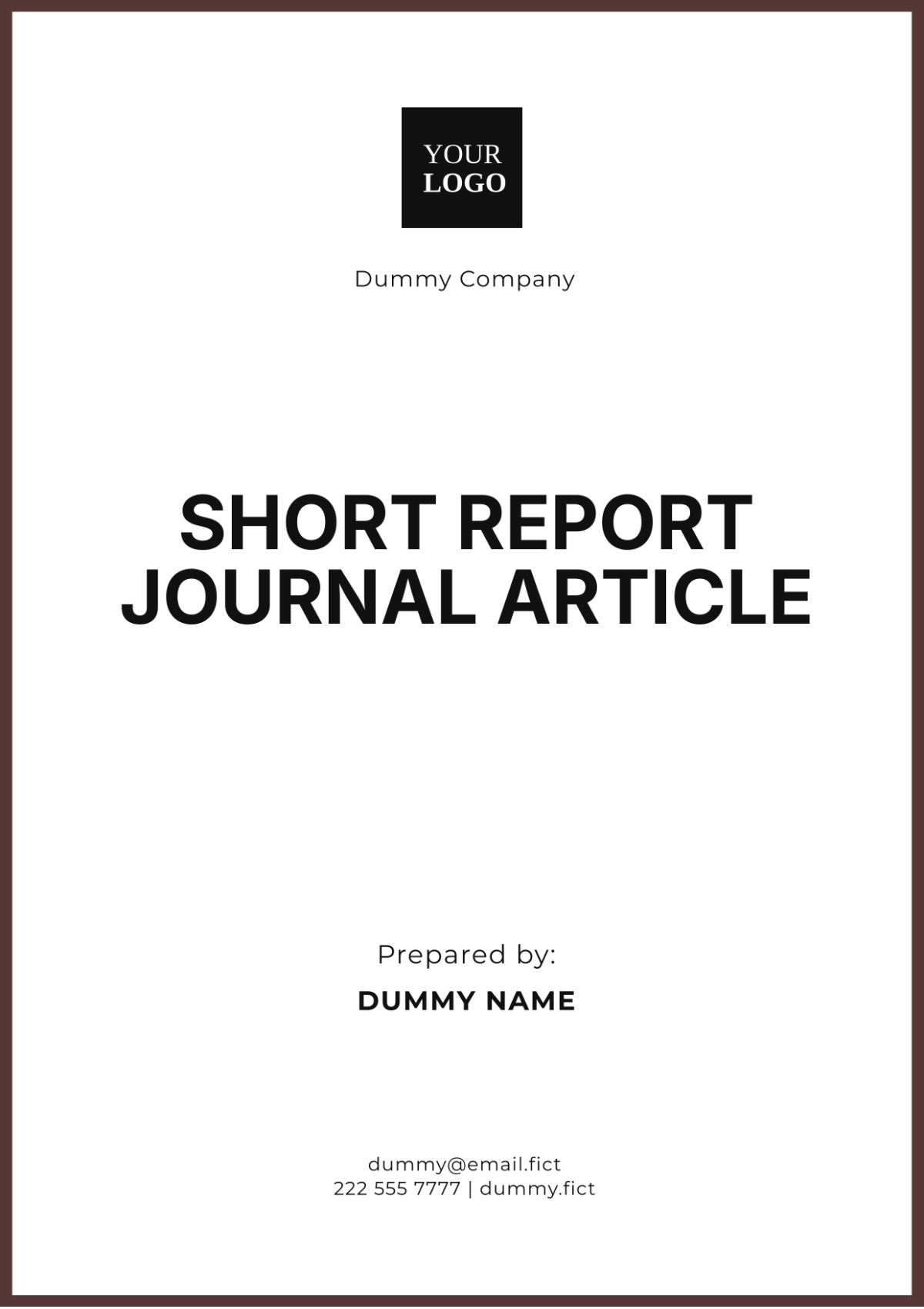 Free Short Report Journal Article Template to Edit Online