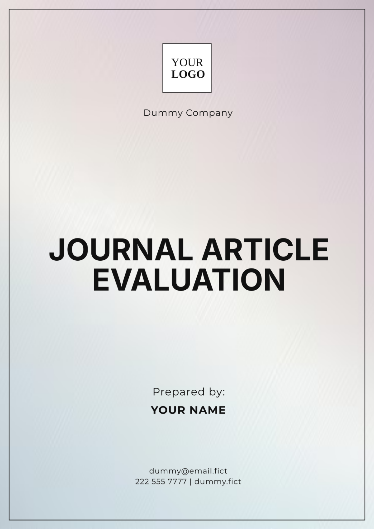 Journal Article Evaluation Template - Edit Online & Download