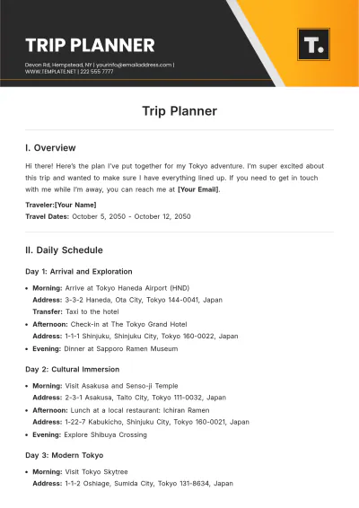 Free Trip Planner Template to Edit Online