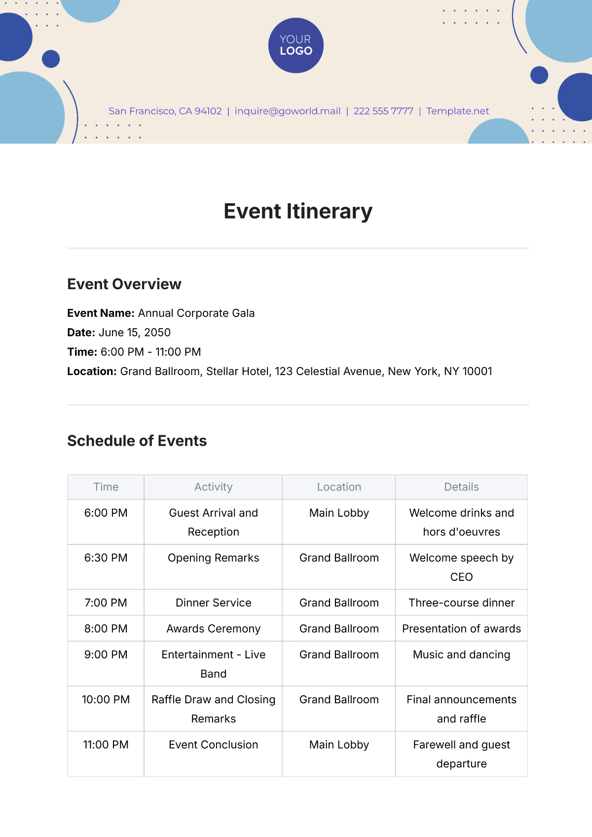Free Christmas Itinerary Template To Edit Online