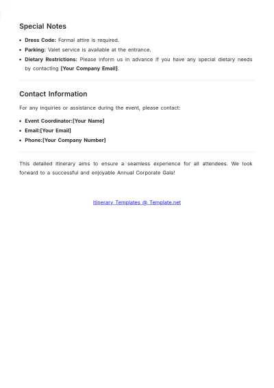 Free Event Itinerary Template to Edit Online