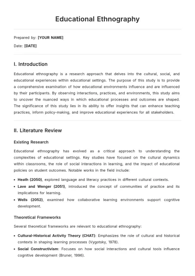 Free Educational Ethnography Template to Edit Online