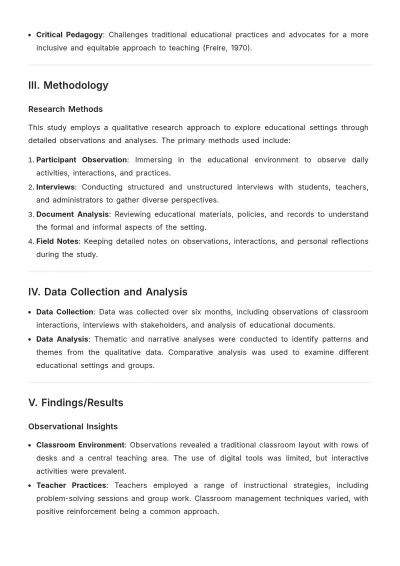 Free Educational Ethnography Template to Edit Online