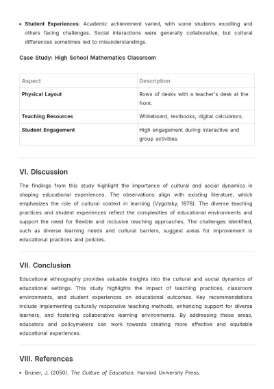 Free Educational Ethnography Template to Edit Online