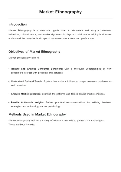 Free Market Ethnography Template to Edit Online