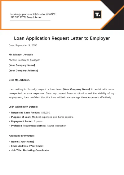 Free Loan Application Request Letter to Employer Template to Edit Online