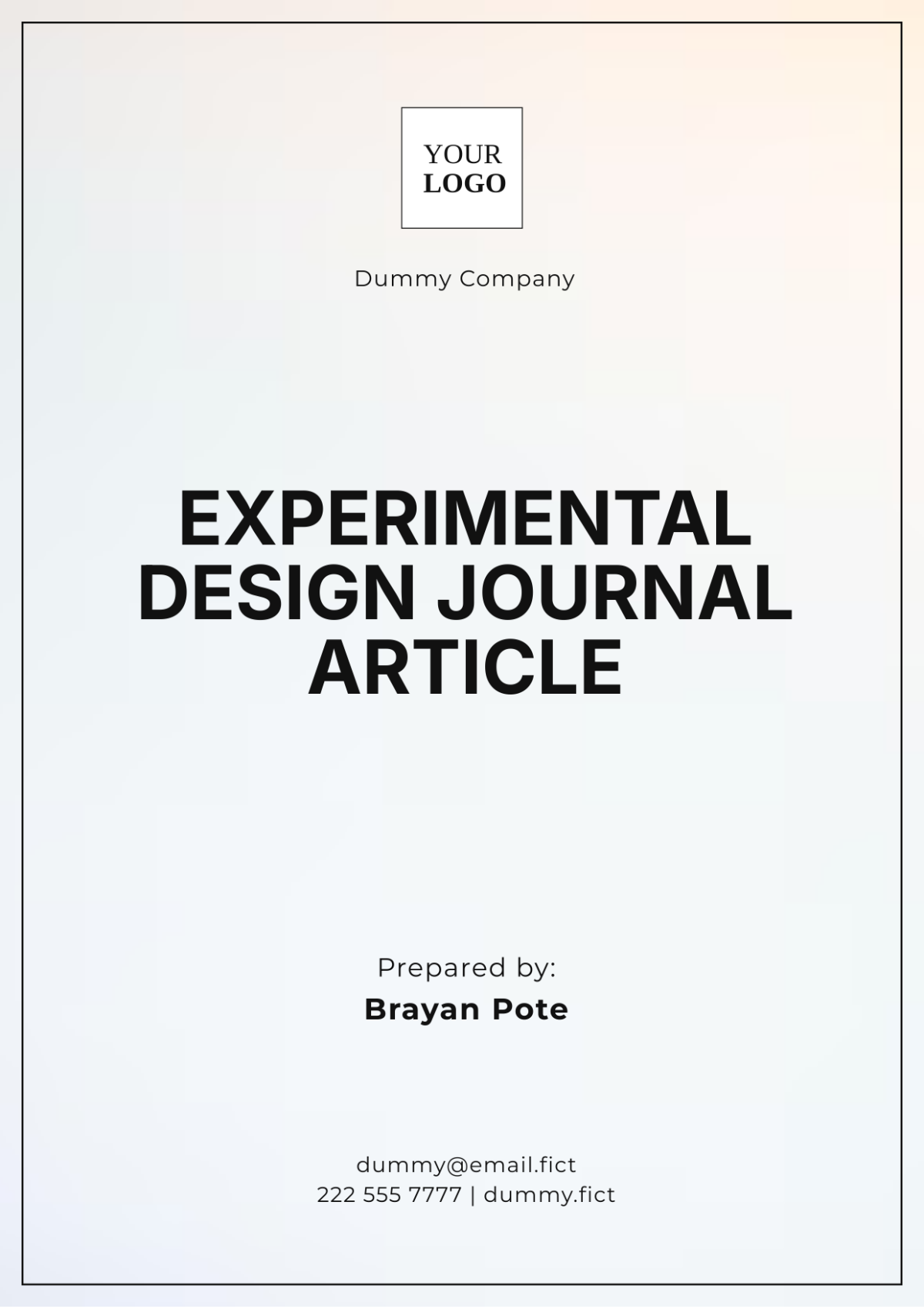 Experimental Design Journal Article Template - Edit Online & Download