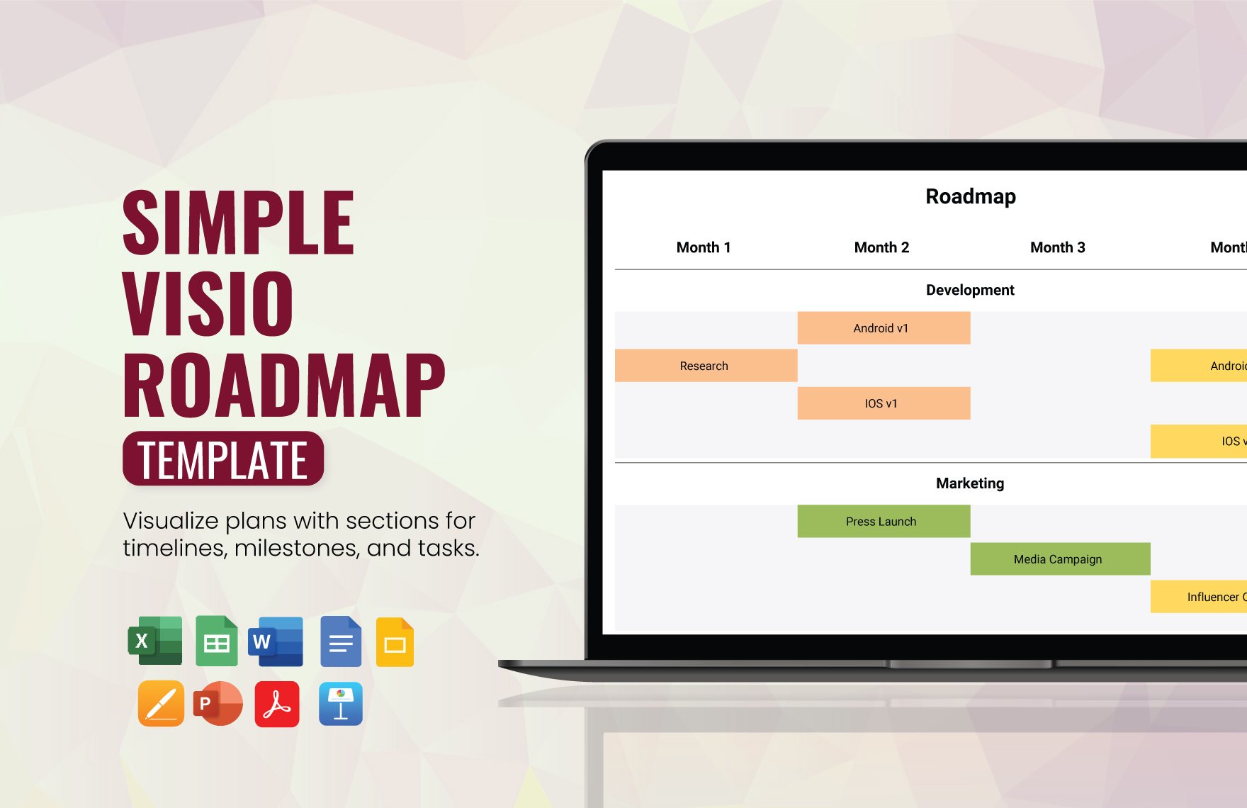 Simple Visio Roadmap Template in Word, Google Docs, Excel, PDF, Google Sheets, Apple Pages, PowerPoint, Google Slides, Apple Keynote