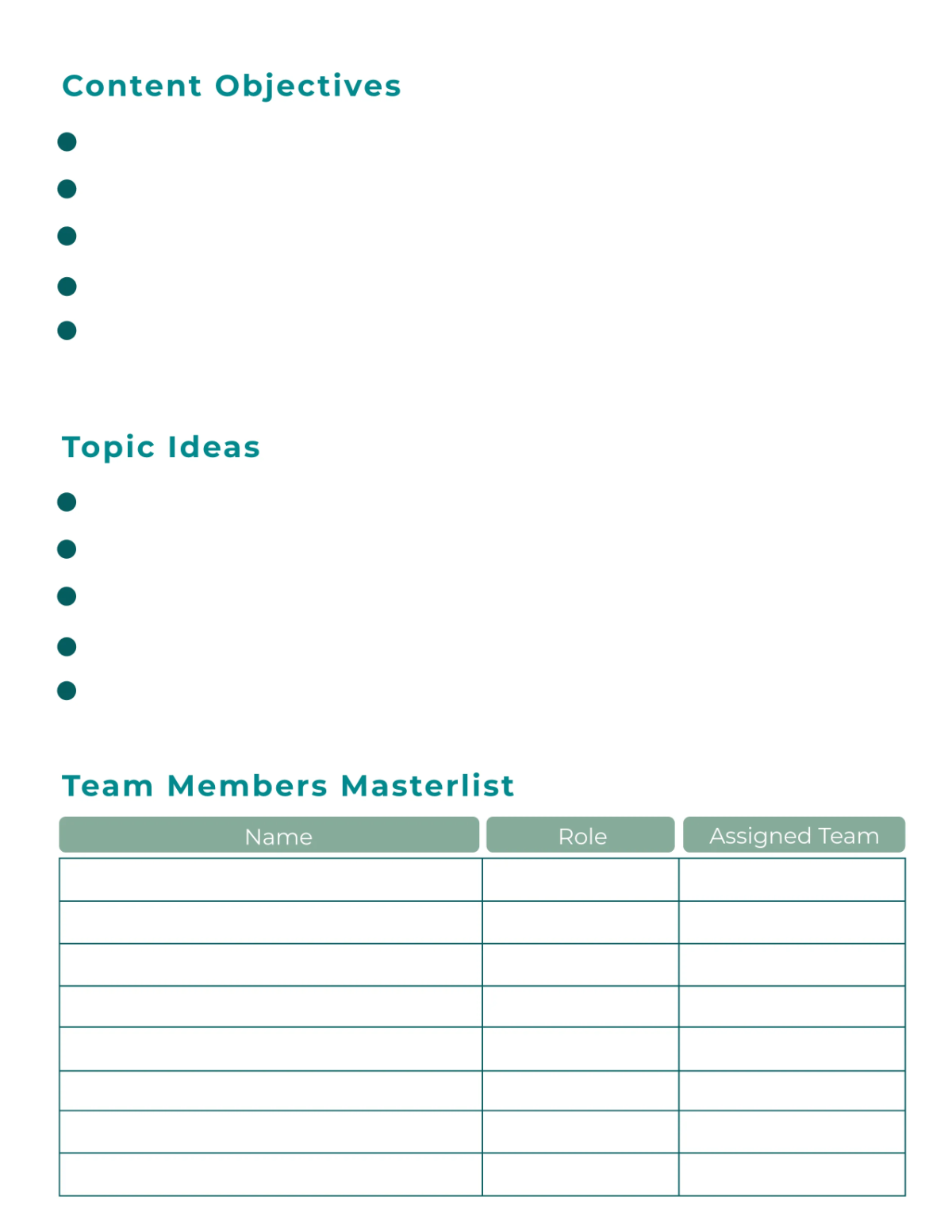 Free Digital Marketing Content Planner Template to Edit Online