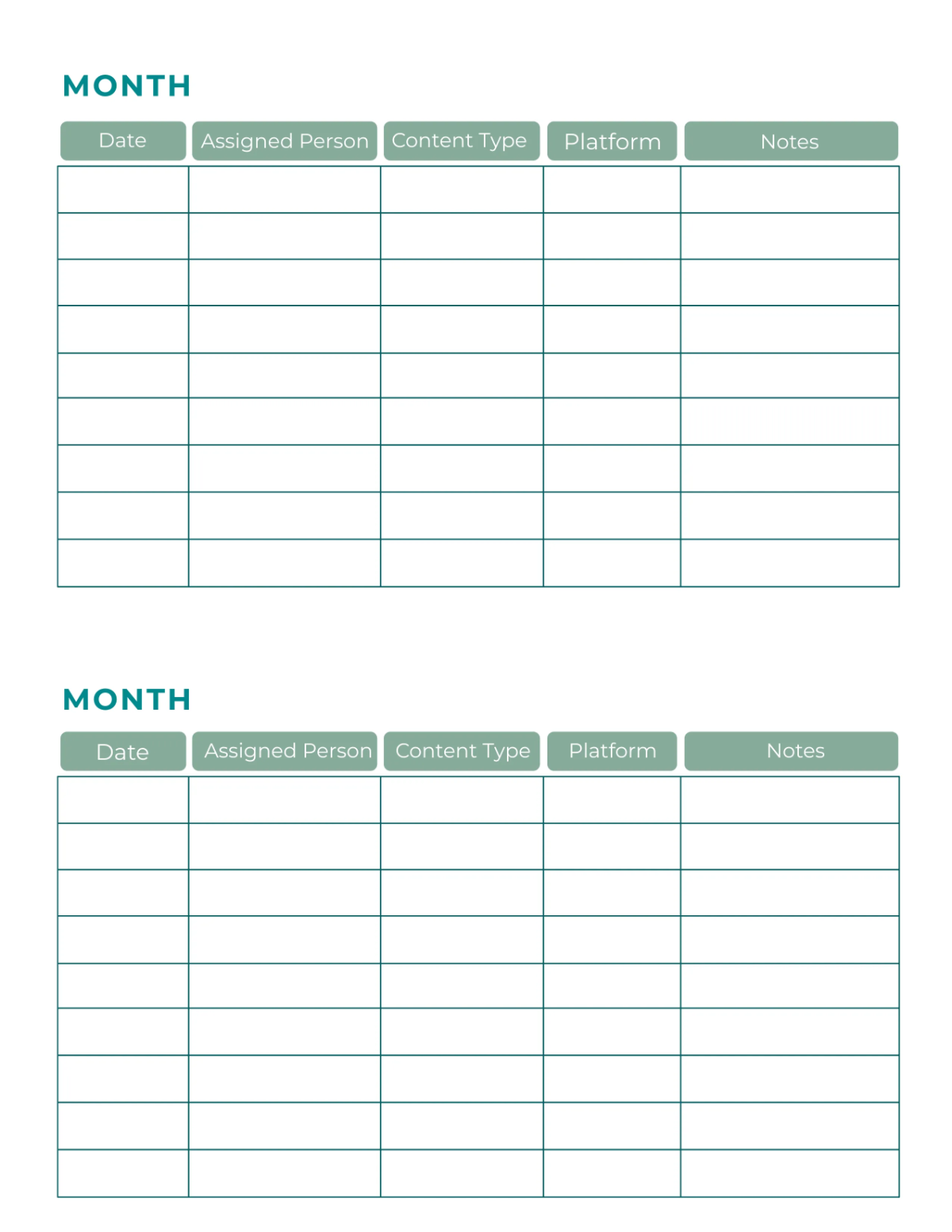 Free Digital Marketing Content Planner Template to Edit Online