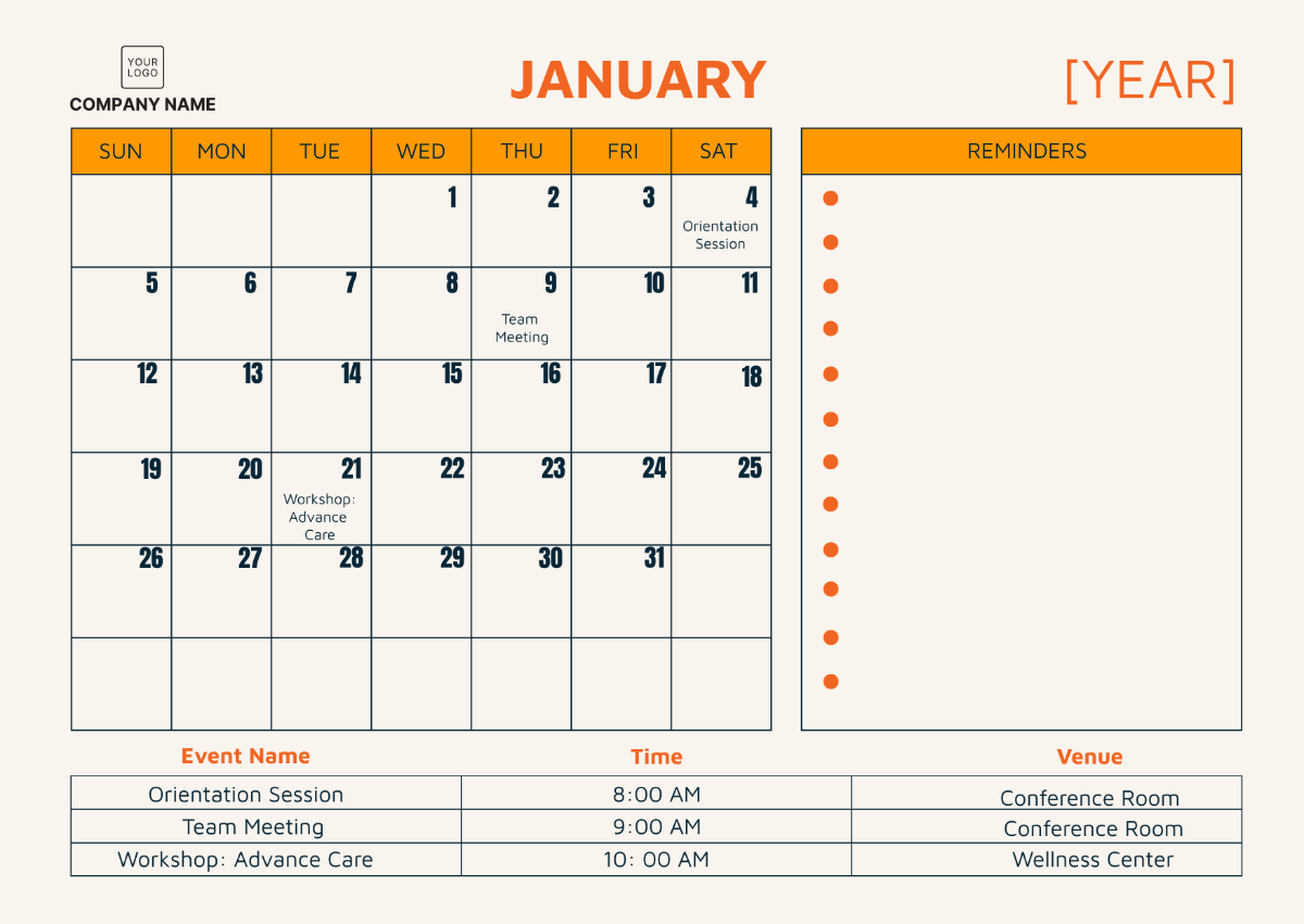 Nursing Home Staff Activity Calendar