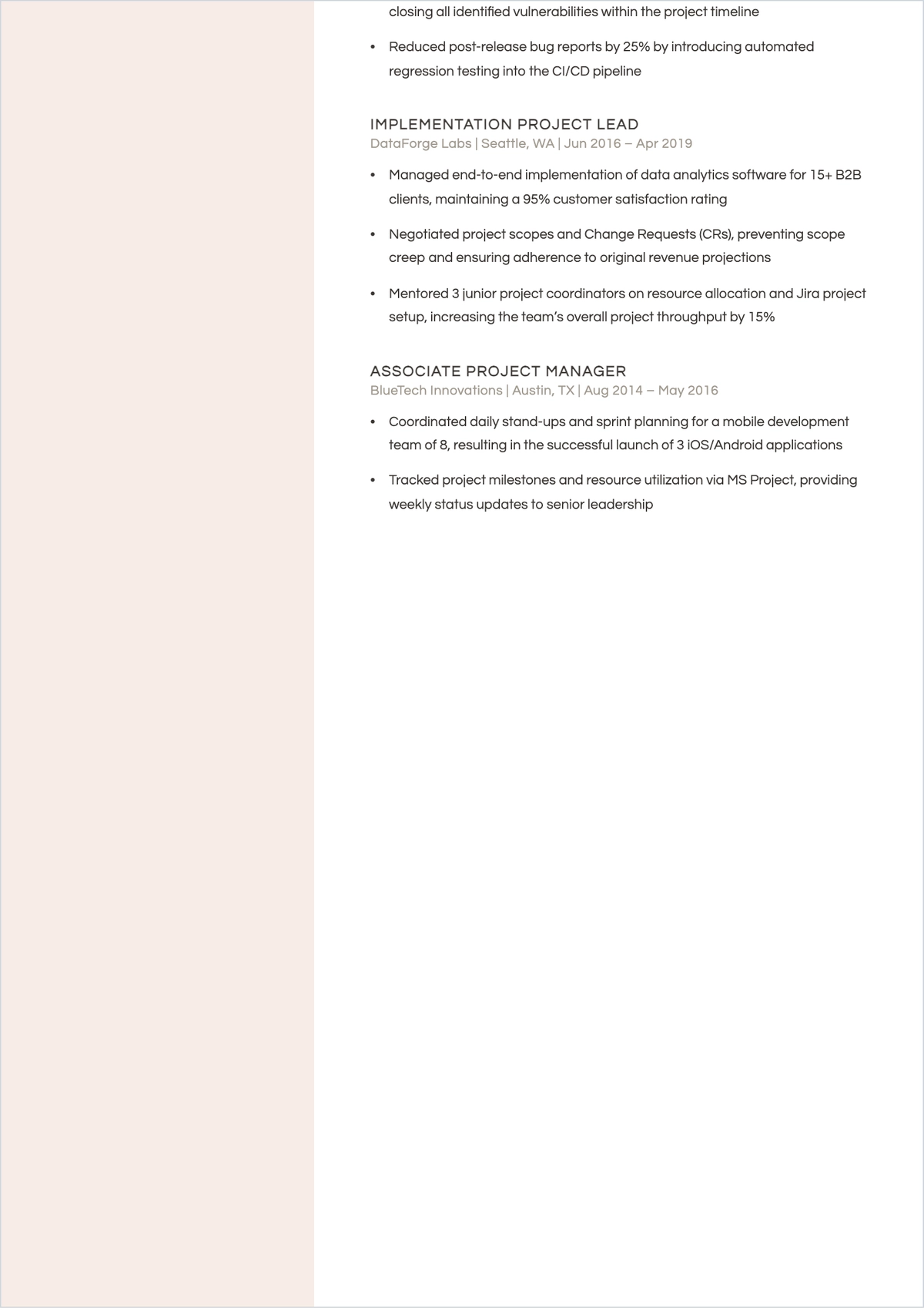 Free Two-Page ATS Resume for Mid-Level Professionals Template