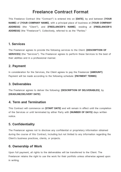 Free Freelance Contract Format Template to Edit Online