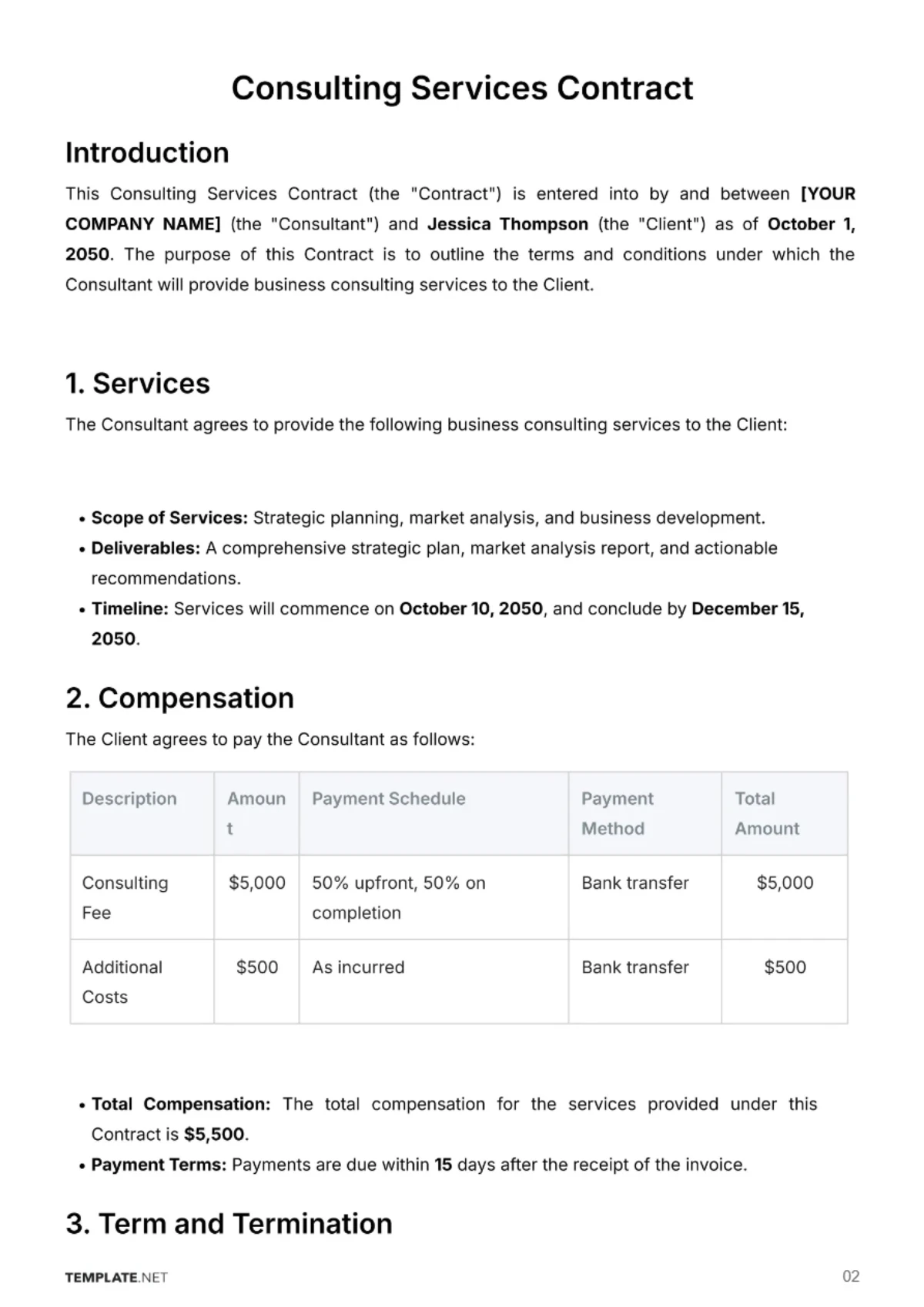 Free Consulting Services Contract Template to Edit Online