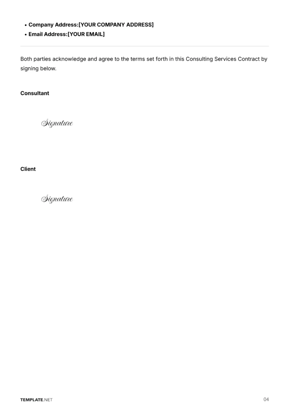 Free Consulting Services Contract Template to Edit Online