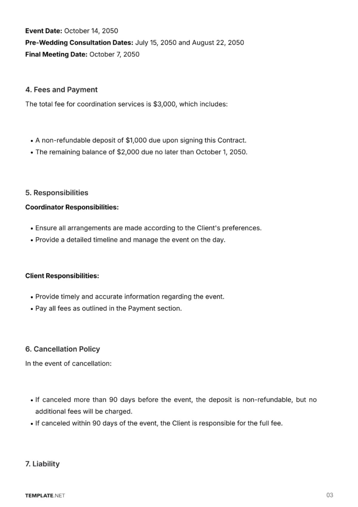 Free Wedding Contract Template to Edit Online