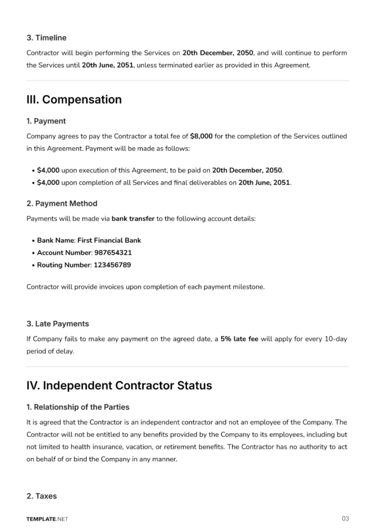 Free Independent Contractor Agreement Template to Edit Online