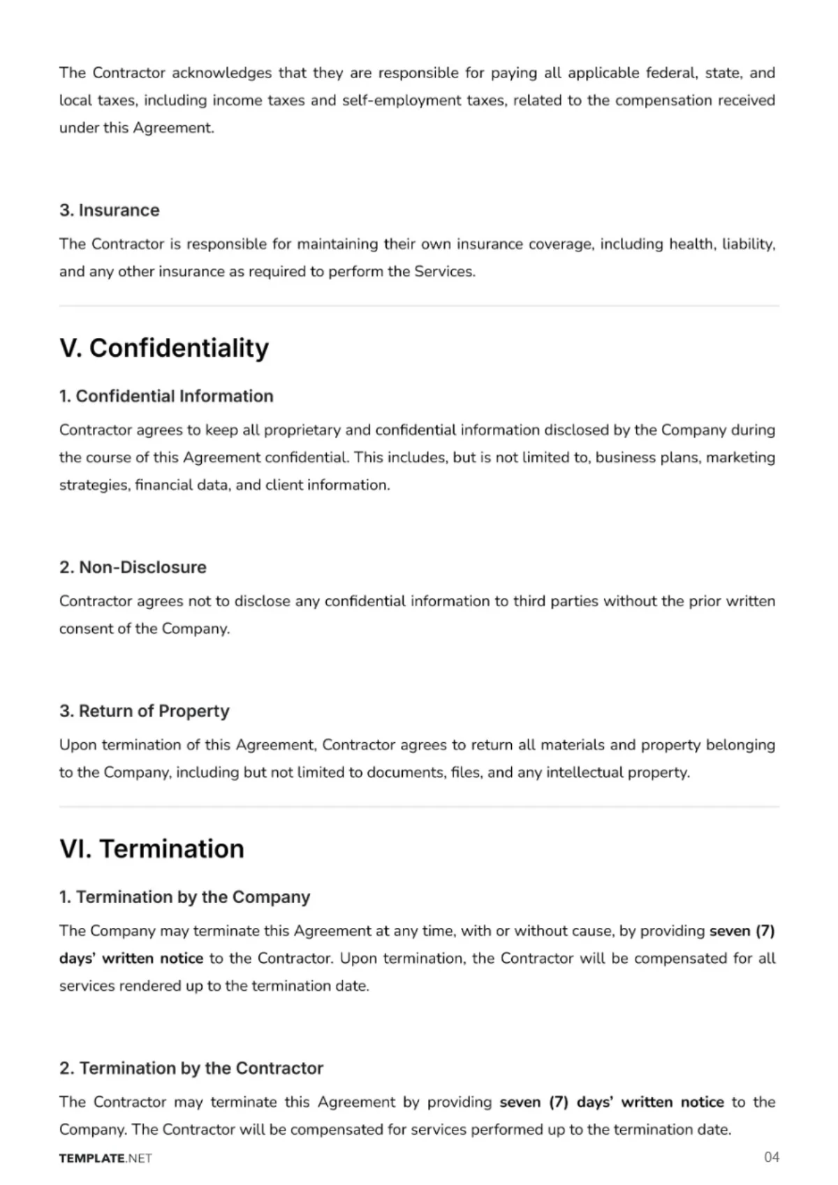 Free Independent Contractor Agreement Template to Edit Online