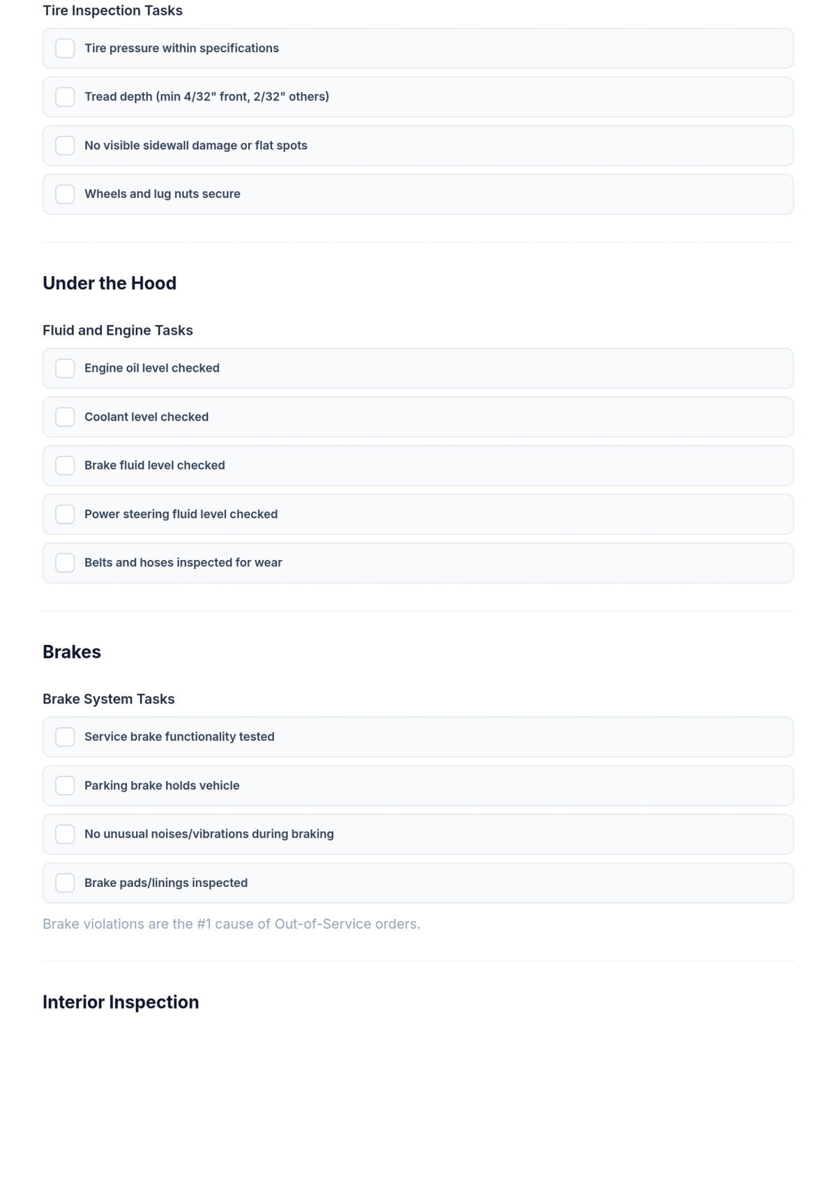 Free Transport Vehicle Inspection Checklist Template & AI Maker