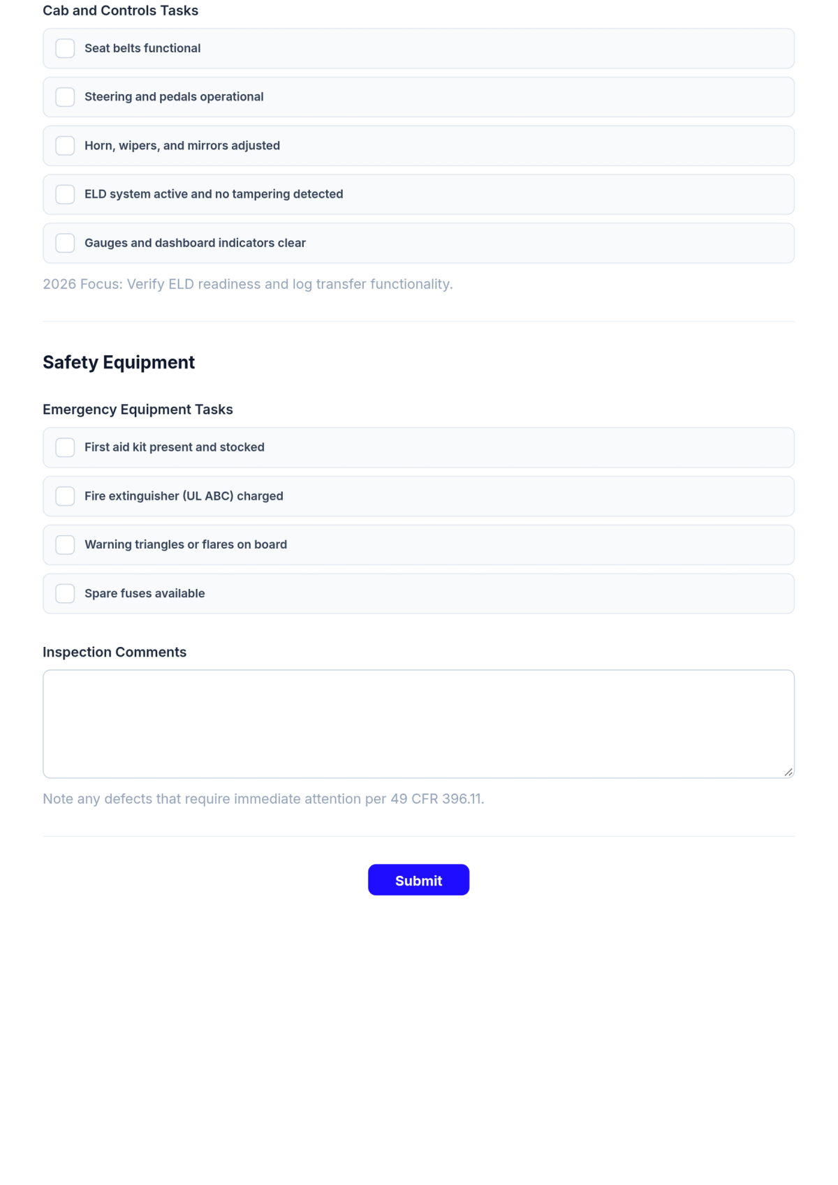 Free Transport Vehicle Inspection Checklist Template & AI Maker