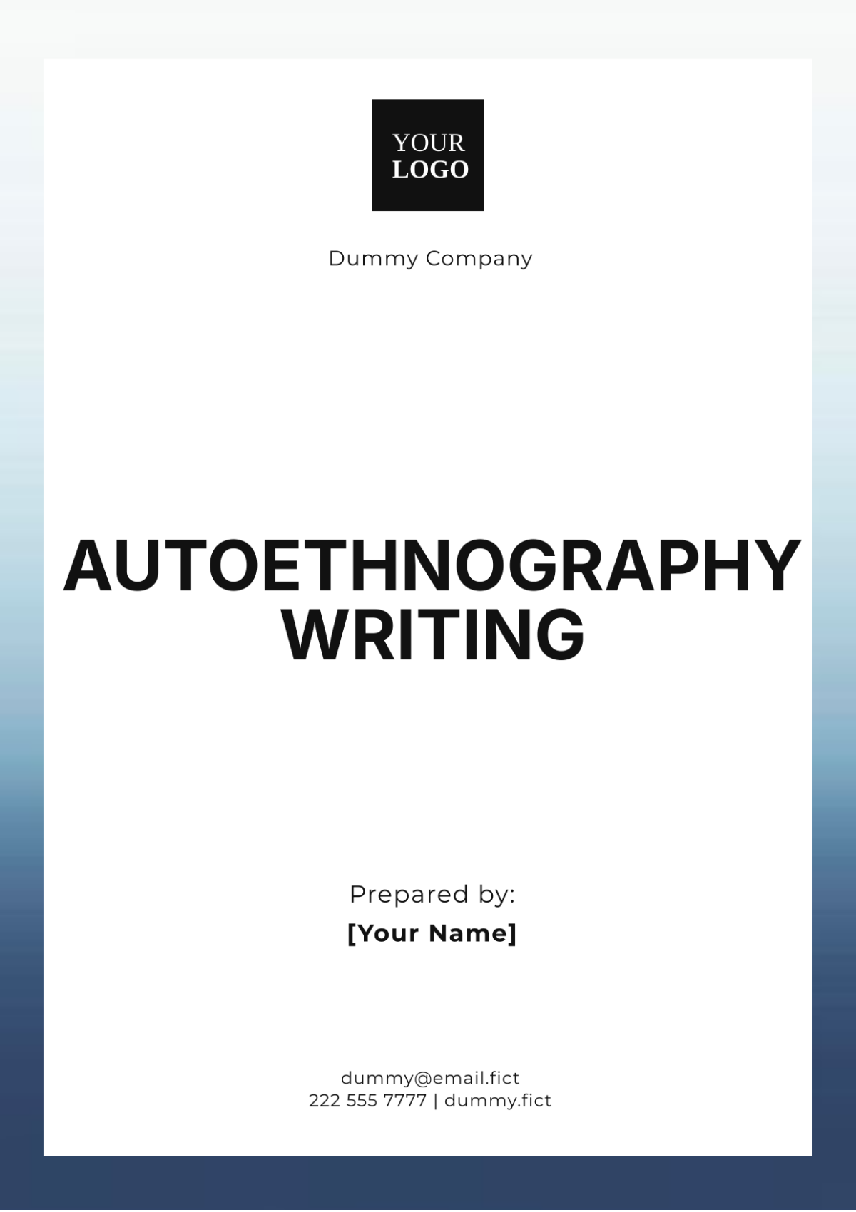 Autoethnography Writing Template