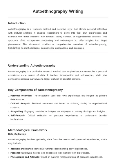 Free Autoethnography Writing Template to Edit Online
