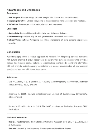 Free Autoethnography Writing Template to Edit Online
