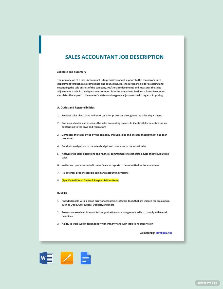 Accountant Job Description Template - 12+ Free Word, PDF Format Download!