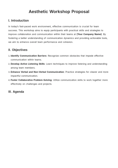 Free Aesthetic Workshop Proposal Template to Edit Online
