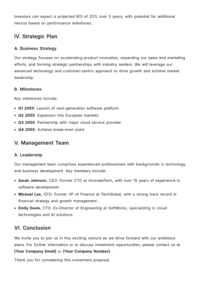 Free Investment Proposal Template to Edit Online