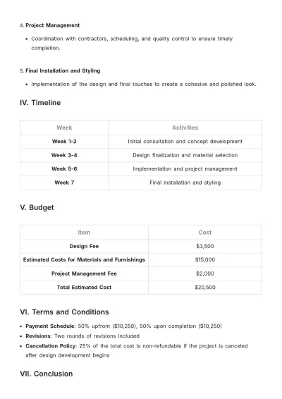 Free Interior Design Proposal Template to Edit Online