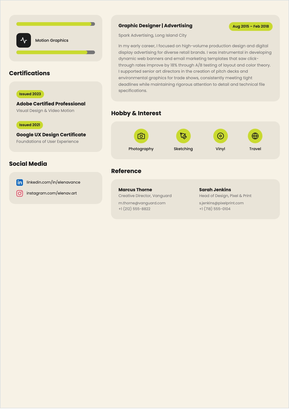 Free Graphic Designer Two-Page Resume Template to Edit Online