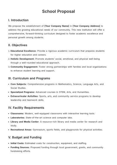 Free School Proposal Template to Edit Online