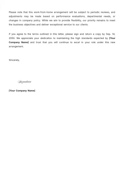 Free Work from Home Letter Template to Edit Online