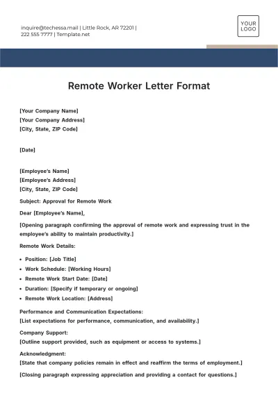 Free Remote Worker Letter Format Template to Edit Online