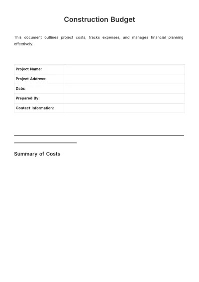 Free Construction Budget Template to Edit Online | Template.net to Edit Online