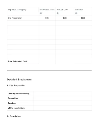 Free Construction Budget Template to Edit Online | Template.net to Edit Online