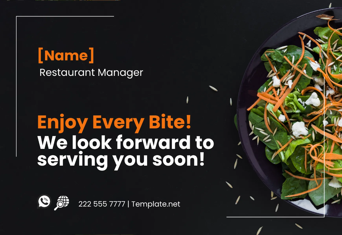 Free Restaurant Visiting Card Template to Edit Online