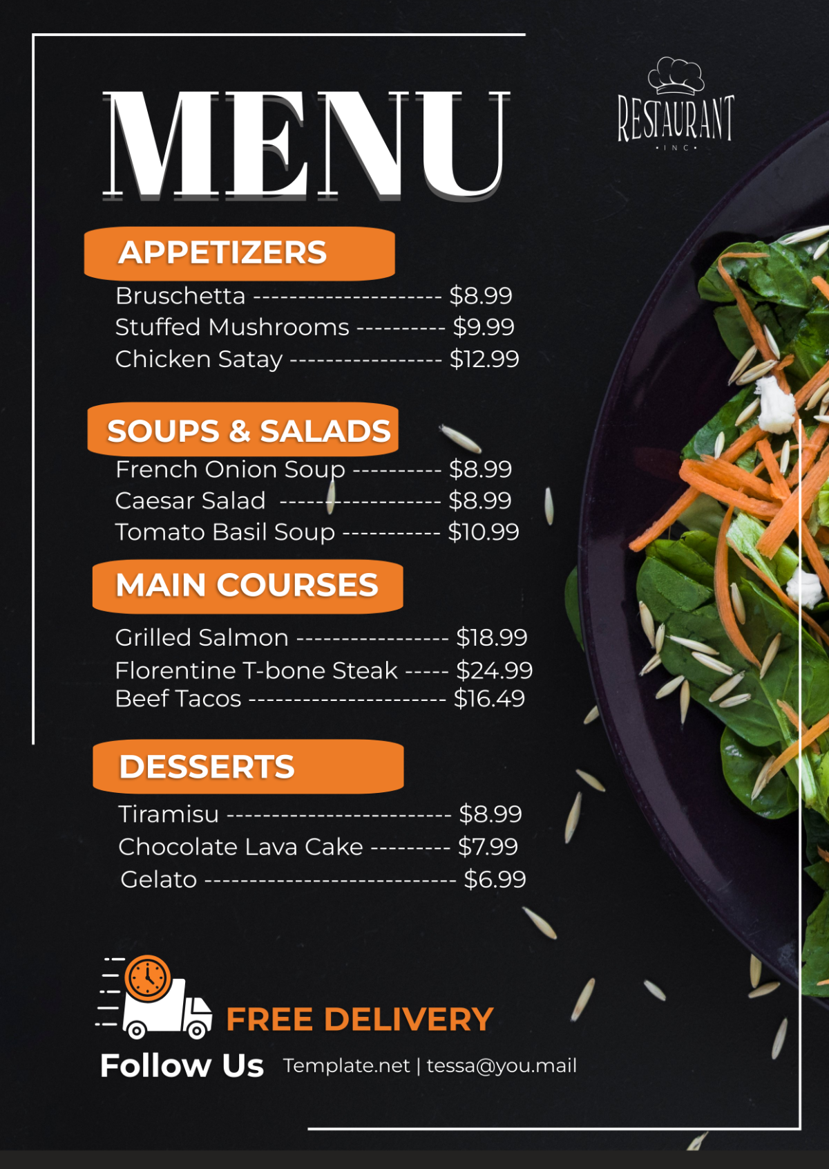 Restaurant Menu Design Template - Edit Online & Download