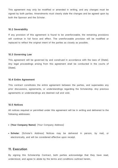 Free Scholarship Contract Template to Edit Online
