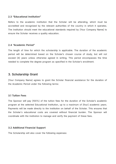 Free Scholarship Contract Template to Edit Online
