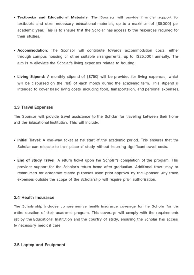 Free Scholarship Contract Template to Edit Online